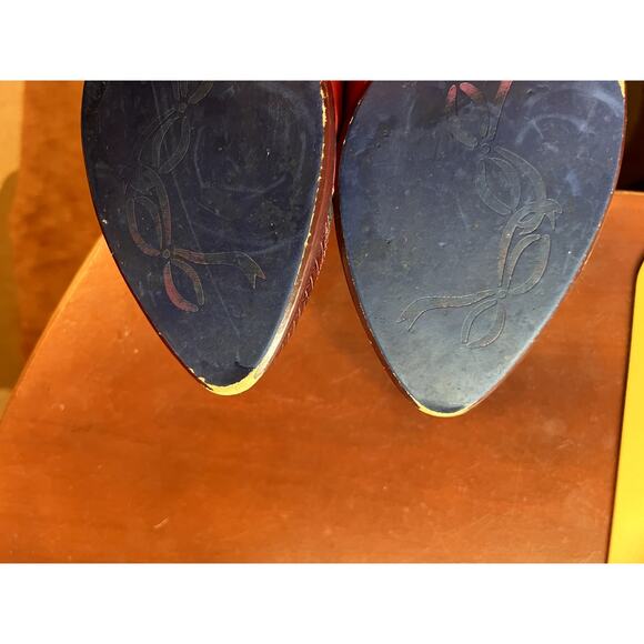 Poetic License red blue leather and suede 1940 style pump laces and bows EU 39.5 - Picture 9 of 10